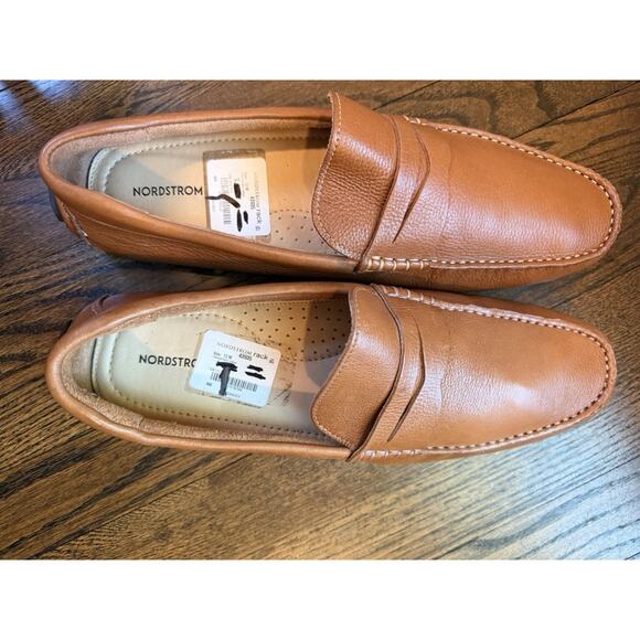 Nordstrom Mens Shop Brown Leather Driving Moccasins Slip Ons Size Mens 12 US main image 7